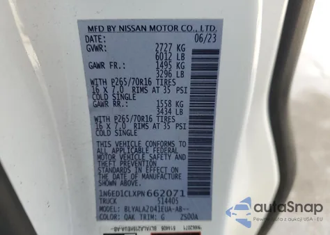 2023 Nissan Frontier S из США, поврежденный, VIN 1N6ED1CLXPN662071